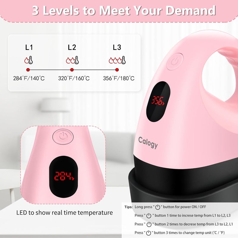 Calogy Mini Heat Press, Heat Transfer Machine, Constant Temp Control, Insulated Safety Base, Fits for Crafts, T-Shirt, Hat, Cap, Pillows (Cherry Pink) - Image 3